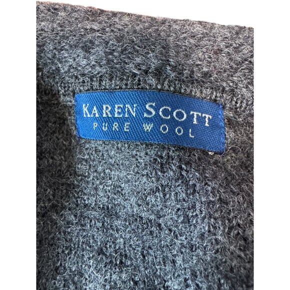 Karen Scott Womens Pure Wool Cardigan Jacket Made In Australia Button Front Dark - Picture 3 of 13